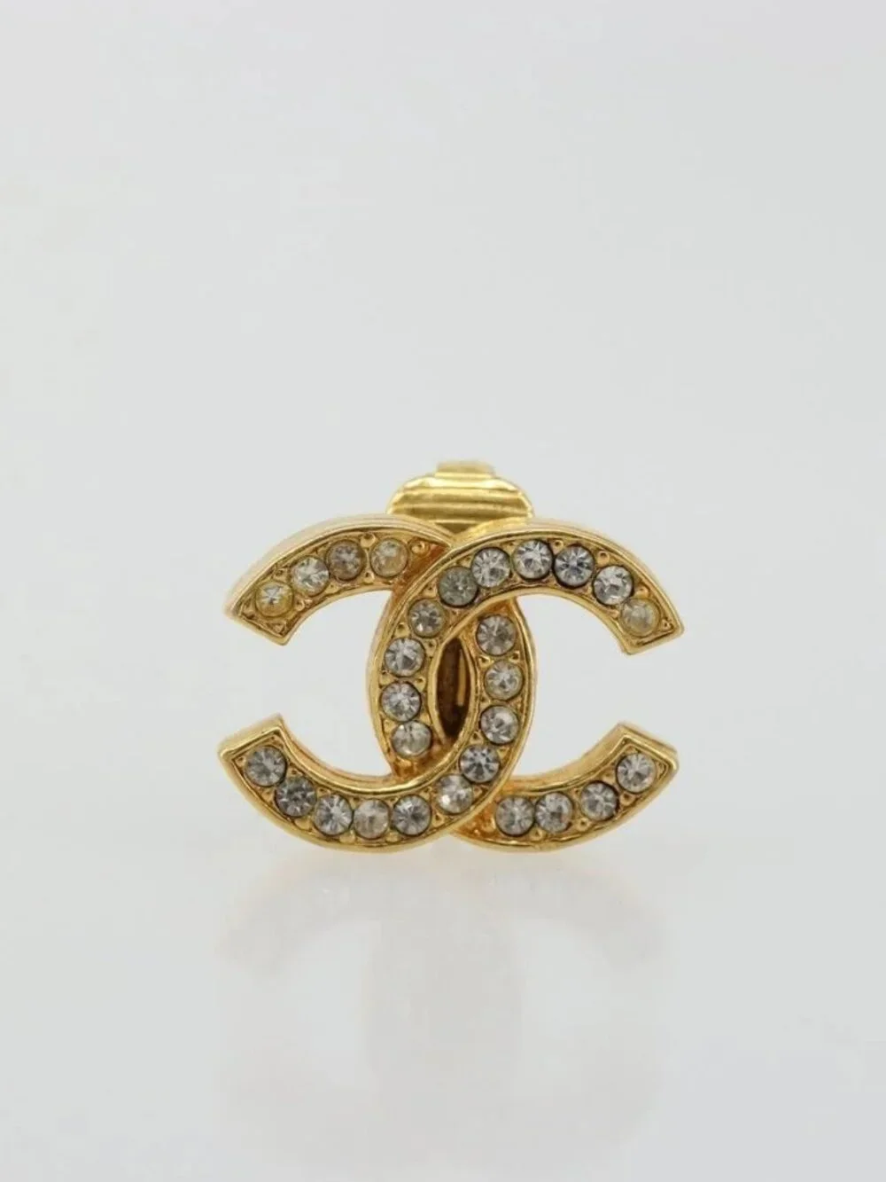CHANEL Earring metal Gold Tone CC Auth 183505